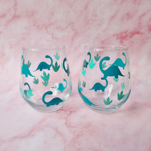 Load image into Gallery viewer, Turquoise Dino Stemless Glass
