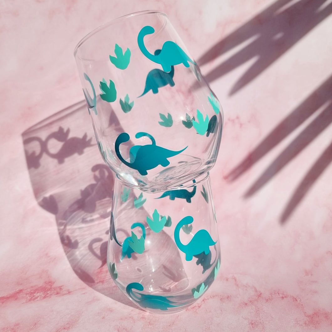 Turquoise Dino Stemless Glass