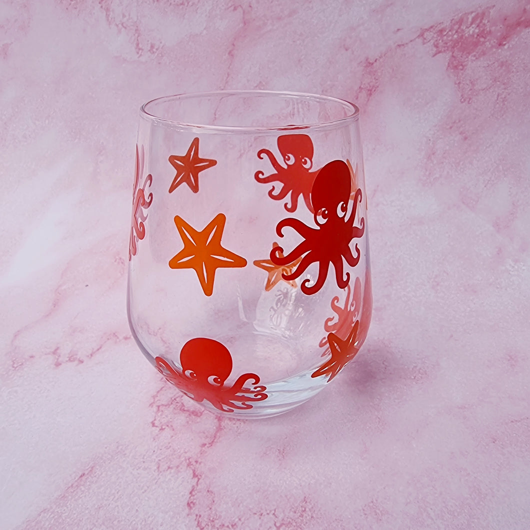 Octopus & Starfish Stemless Glass