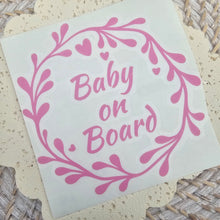 Load image into Gallery viewer, Baby On Board Wreath Car Decal
