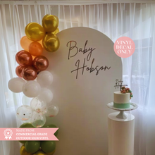Load image into Gallery viewer, Custom Baby Shower Vinyl Decal – Personalised Name Sign for Backdrops & Events