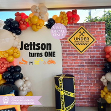 Load image into Gallery viewer, Personalised Construction Theme Vinyl Decal – Custom Truck & Digger Birthday Sign