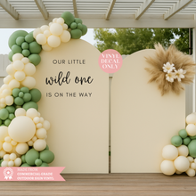 Load image into Gallery viewer, Our Little Wild One Vinyl Decal – Personalised Safari or Boho Baby Shower Backdrop Sign