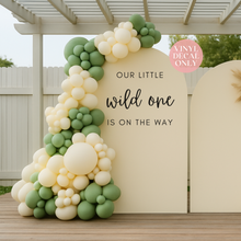 Load image into Gallery viewer, Our Little Wild One Vinyl Decal – Personalised Safari or Boho Baby Shower Backdrop Sign
