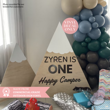 Load image into Gallery viewer, Personalised First Birthday Sign Decal - One Happy Camper