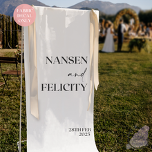 Load image into Gallery viewer, Custom Wedding or Event Sign Decal for Linen Welcome Sign