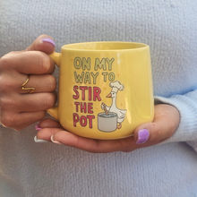 Load image into Gallery viewer, Pastel Coffee 'Cloud' Mug 440ml - On My Way To Stir The Pot, Lemon