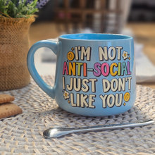 Load image into Gallery viewer, Pastel Coffee 'Cloud' Mug 440ml - Not Anti-Social, Baby Blue