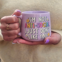 Load image into Gallery viewer, Pastel Coffee 'Cloud' Mug 440ml - Not Anti-Social, Lilac