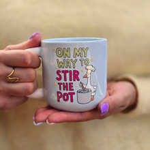 Load image into Gallery viewer, Pastel Coffee 'Aura' Mug 320ml - On My Way To Stir The Pot, Baby Blue