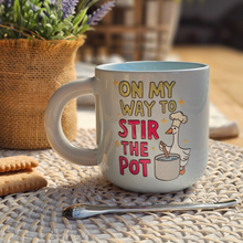 Load image into Gallery viewer, Pastel Coffee 'Aura' Mug 320ml - On My Way To Stir The Pot, Baby Blue