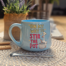 Load image into Gallery viewer, Pastel Coffee 'Cloud' Mug 440ml - On My Way To Stir The Pot, Baby Blue