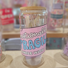 Load image into Gallery viewer, Emotionally Fragile Glass Can Tumbler – 470ml (16oz)
