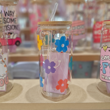 Load image into Gallery viewer, Brights Daisy Glass Can Tumbler – 470ml (16oz)