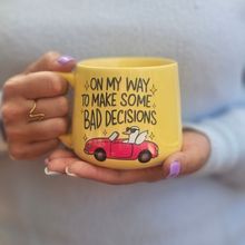 Load image into Gallery viewer, Pastel Coffee 'Cloud' Mug 440ml- On My Way To Make Bad Decisions, Lemon