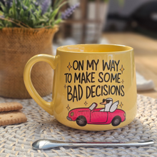 Load image into Gallery viewer, Pastel Coffee 'Cloud' Mug 440ml- On My Way To Make Bad Decisions, Lemon