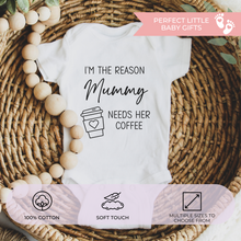Load image into Gallery viewer, Mummy Needs Her Coffee Baby Bodysuit – Funny Baby Gift Outfit
