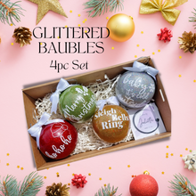 Load image into Gallery viewer, Glittered Baubles 4pc Set
