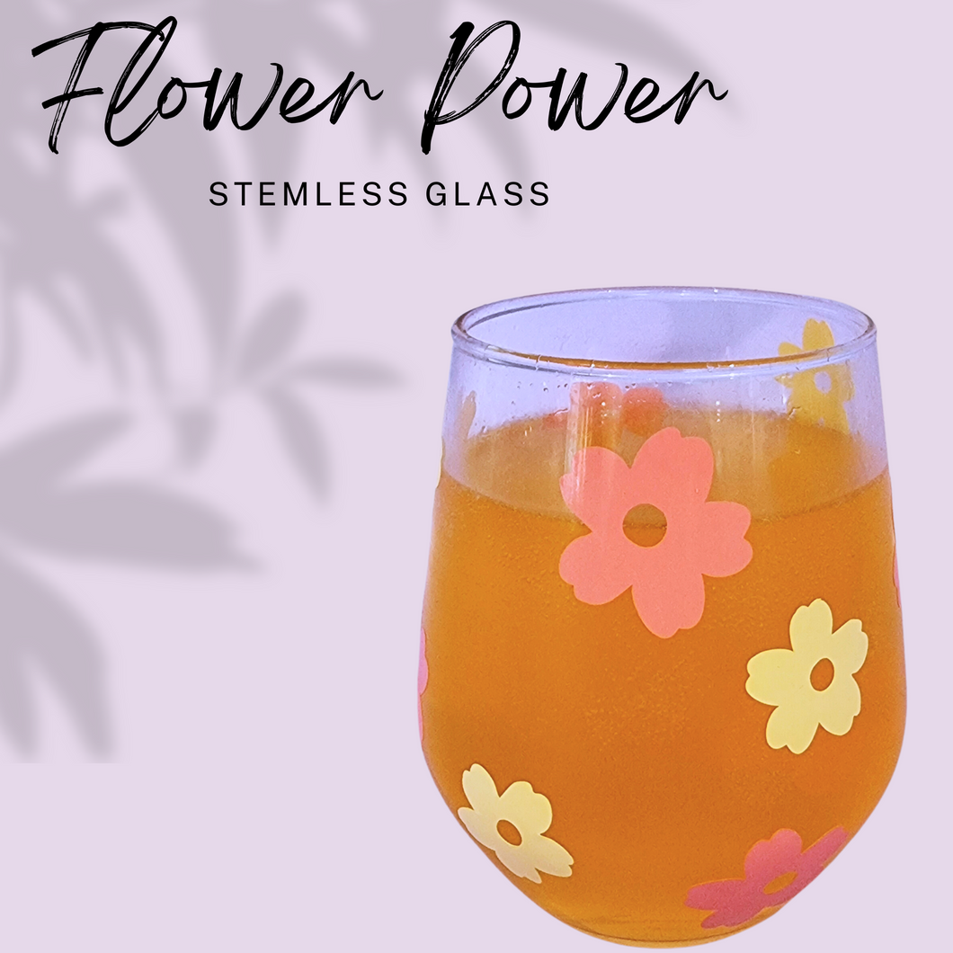 Flower Power Stemless Glass