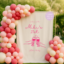 Load image into Gallery viewer, Personalised 21st Birthday Fabric Decal – Champagne Toast Heat Transfer Party Sign
