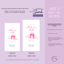 Load image into Gallery viewer, Personalised 21st Birthday Fabric Decal – Champagne Toast Heat Transfer Party Sign
