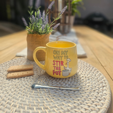 Load image into Gallery viewer, Pastel Coffee 'Cloud' Mug 440ml - On My Way To Stir The Pot, Lemon
