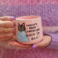 Load image into Gallery viewer, Pastel Coffee 'Cloud' Mug 440ml - Today's Been Cancelled Cat, Pink
