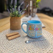 Load image into Gallery viewer, Pastel Coffee 'Cloud' Mug 440ml - Not Anti-Social, Baby Blue
