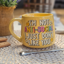Load image into Gallery viewer, Pastel Coffee 'Cloud' Mug 440ml - Not Anti-Social, Lemon
