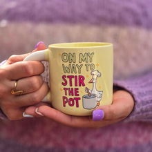 Load image into Gallery viewer, Pastel Coffee 'Aura' Mug 320ml - On My Way To Stir The Pot, Lemon

