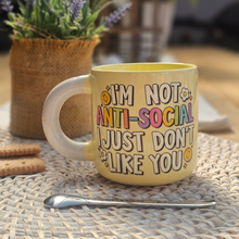 Load image into Gallery viewer, Pastel Coffee 'Aura' Mug 320ml - Not Anti-Social, Lemon
