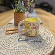 Load image into Gallery viewer, Pastel Coffee 'Aura' Mug 320ml - Not Anti-Social, Lemon
