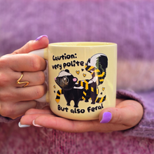 Load image into Gallery viewer, Pastel Coffee 'Aura' Mug 320ml - Polite But Feral Skunk, Lemon
