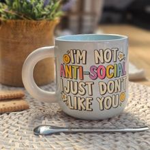 Load image into Gallery viewer, Pastel Coffee 'Aura' Mug 320ml - Not Anti-Social, Baby Blue
