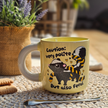 Load image into Gallery viewer, Pastel Coffee 'Aura' Mug 320ml - Polite But Feral Skunk, Lemon
