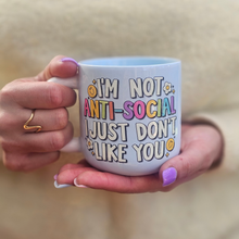 Load image into Gallery viewer, Pastel Coffee 'Aura' Mug 320ml - Not Anti-Social, Baby Blue
