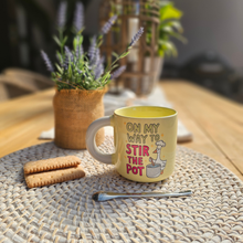 Load image into Gallery viewer, Pastel Coffee 'Aura' Mug 320ml - On My Way To Stir The Pot, Lemon

