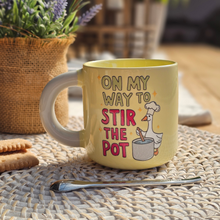 Load image into Gallery viewer, Pastel Coffee 'Aura' Mug 320ml - On My Way To Stir The Pot, Lemon
