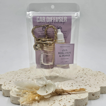 Load image into Gallery viewer, Oud, Bergamot &amp; Pepper Hanging Diffuser – Luxury Car Fragrance
