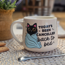Load image into Gallery viewer, Pastel Coffee 'Cloud' Mug 440ml - Today's Been Cancelled Cat, White
