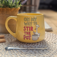 Load image into Gallery viewer, Pastel Coffee 'Cloud' Mug 440ml - On My Way To Stir The Pot, Lemon
