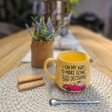 Load image into Gallery viewer, Pastel Coffee 'Cloud' Mug 440ml- On My Way To Make Bad Decisions, Lemon
