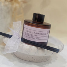 Load image into Gallery viewer, A diffuser bottle with a label on a textured surface

