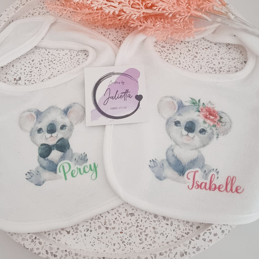 Personalised Koala New-born Bib